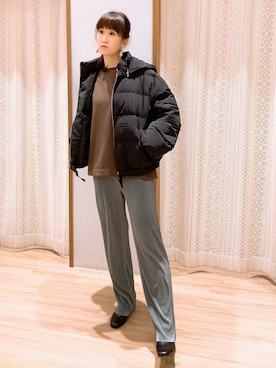 「サテンパンツ」｜「アイテム（ブルゾン）」を使った、satomikamoさん（レディース・162cm）の秋コーディネート