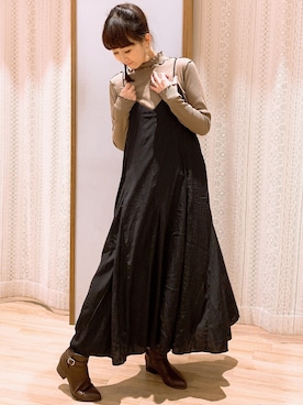 「サテンキャミワンピ」｜satomikamoさん（レディース・162cm）の秋コーディネート