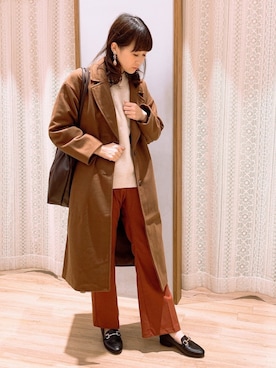 「センタープレスパンツ」｜「アイテム（その他アウター）」を使った、satomikamoさん（レディース・162cm）の秋コーディネート
