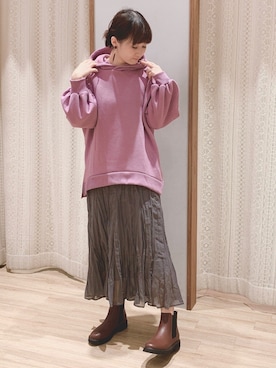 「ゆったりシルエット」｜「アイテム（ブーツ）」を使った、satomikamoさん（レディース・162cm）の冬コーディネート