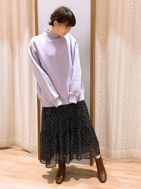 「ゆったりシルエット」｜「アイテム（ブーツ）」を使った、satomikamoさん（レディース・162cm）の冬コーディネート
