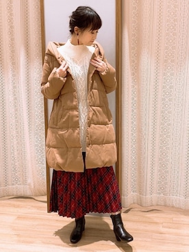 「ショールカラー」｜「アイテム（ブルゾン）」を使った、satomikamoさん（レディース・162cm）の冬コーディネート