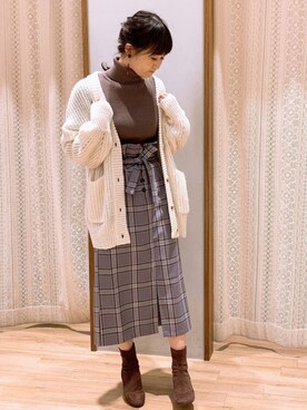 「ざっくりカーデ」｜satomikamoさん（レディース・162cm）の冬コーディネート