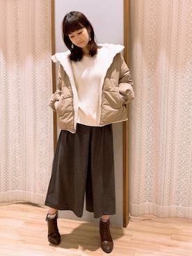 「キュロットパンツ」｜「アイテム（その他アウター）」を使った、satomikamoさん（レディース・162cm）の冬コーディネート