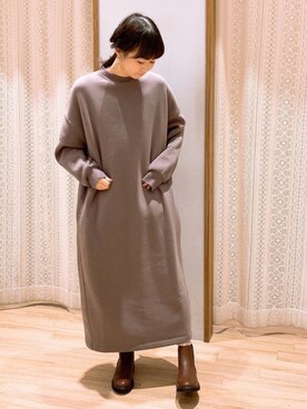 「ゆったりシルエット」｜「アイテム（ワンピース/ドレス）」を使った、satomikamoさん（レディース・162cm）の冬コーディネート