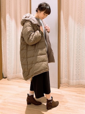 「キュロットパンツ」｜「アイテム（その他アウター）」を使った、satomikamoさん（レディース・162cm）の冬コーディネート