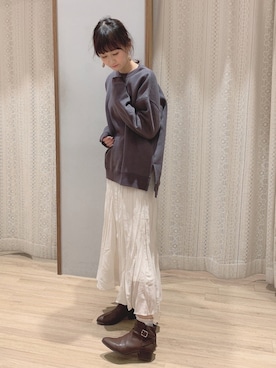 「ゆったりシルエット」｜「アイテム（ブーツ）」を使った、satomikamoさん（レディース・162cm）の冬コーディネート