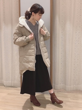 「キュロットパンツ」｜「アイテム（その他アウター）」を使った、satomikamoさん（レディース・162cm）の冬コーディネート