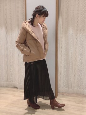 「ショールカラー」｜「アイテム（ブルゾン）」を使った、satomikamoさん（レディース・162cm）の冬コーディネート