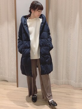 「ショールカラー」｜「アイテム（ブルゾン）」を使った、satomikamoさん（レディース・162cm）の冬コーディネート
