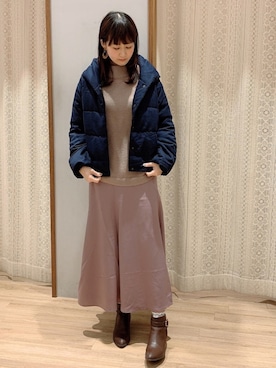「ショールカラー」｜「アイテム（ブルゾン）」を使った、satomikamoさん（レディース・162cm）の冬コーディネート