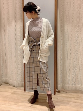「ざっくりカーデ」｜satomikamoさん（レディース・162cm）の冬コーディネート