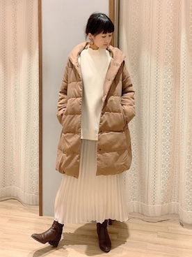 「ショールカラー」｜「アイテム（ブルゾン）」を使った、satomikamoさん（レディース・162cm）の冬コーディネート