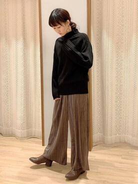 「リブライン」｜satomikamoさん（レディース・162cm）の冬コーディネート