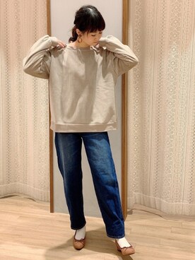 「シンフルコーデ」｜「アイテム（スウェット）」を使った、satomikamoさん（レディース・162cm）の冬コーディネート