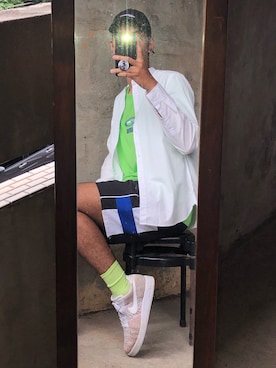 「ADER error」｜「アイテム（キャップ）」を使った、Bo Han Huangさん（メンズ・187cm）の春コーディネート