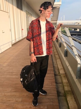 「BEN DAVIS（ベンデイビス）のアイテム（バックパック/リュック）」を使った、ぴーやまさん（メンズ・178cm）の夏コーディネート