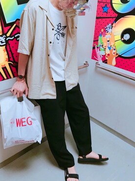 「アイテム（バングル/リストバンド）」を使った、ぴーやまさん（メンズ・178cm・20代）の夏コーディネート
