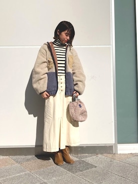 「POU DOU DOU（プードゥドゥ）のアイテム（ブルゾン）」を使った、fujimotoさん（レディース・153cm）の冬コーディネート