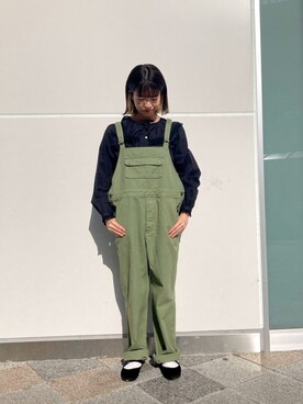 「POU DOU DOU（プードゥドゥ）のアイテム（サロペット/オーバーオール）」を使った、fujimotoさん（レディース・153cm）の冬コーディネート