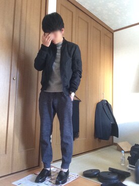 「ダニエルウェリントン」｜「アイテム（ブルゾン）」を使った、niiiroさん（メンズ・166cm）の冬コーディネート