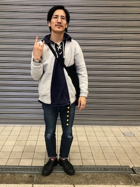「Champion（チャンピオン）のアイテム（ブルゾン）」を使った、164164さん（メンズ・170cm）の春コーディネート