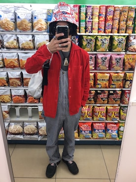 「VINTAGE（ヴィンテージ）のアイテム（帽子）」を使った、164164さん（メンズ・170cm）の秋コーディネート