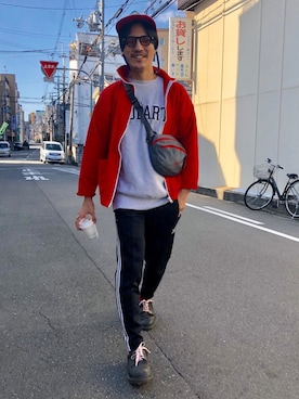 「アイテム（ボディバッグ/ウエストポーチ）」を使った、164164さん（メンズ・170cm）の冬コーディネート