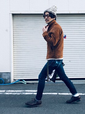 「Lee（リー）のアイテム（その他アウター）」を使った、164164さん（メンズ・170cm）の冬コーディネート