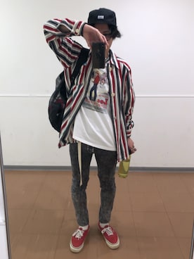 「Lee（リー）のアイテム（キャップ）」を使った、164164さん（メンズ・170cm）の春コーディネート