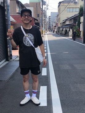 「Engineered Garments（エンジニアードガーメンツ）のアイテム（バッグ）」を使った、164164さん（メンズ・170cm）の夏コーディネート