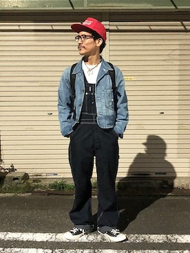 「アイテム（サロペット/オーバーオール）」を使った、164164さん（メンズ・170cm）の秋コーディネート