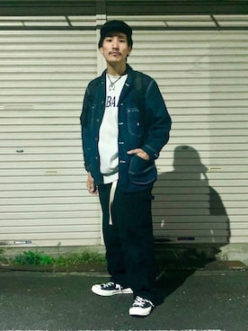 「Lee（リー）のアイテム（カバーオール）」を使った、164164さん（メンズ・170cm）の秋コーディネート