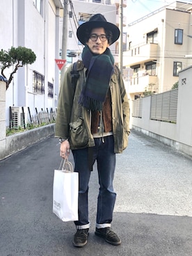 「Barbour（バブアー）のアイテム（その他アウター）」を使った、164164さん（メンズ・170cm）の冬コーディネート