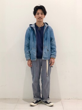 「Lee（リー）のアイテム（パーカー）」を使った、164164さん（メンズ・170cm）の春コーディネート
