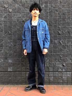 「アイテム（サロペット/オーバーオール）」を使った、164164さん（メンズ・170cm）の春コーディネート