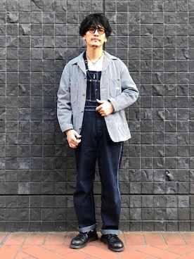 「アイテム（サロペット/オーバーオール）」を使った、164164さん（メンズ・170cm）の春コーディネート