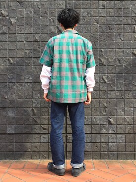 「Lee（リー）のアイテム（シャツ/ブラウス）」を使った、164164さん（メンズ・170cm）の春コーディネート