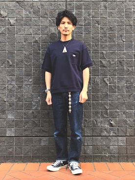 「Lee（リー）のアイテム（スウェット）」を使った、164164さん（メンズ・170cm）の春コーディネート