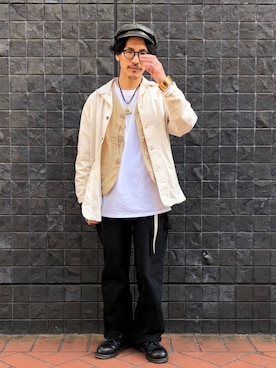 「ペインターパンツ」｜「アイテム（キャスケット）」を使った、164164さん（メンズ・170cm）の春コーディネート