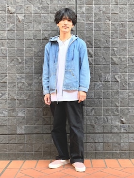「ペインターパンツ」｜「アイテム（スリッポン）」を使った、164164さん（メンズ・170cm）の春コーディネート
