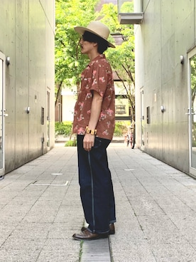 「アロハシャツ」｜「アイテム（オールインワン・サロペット）」を使った、164164さん（メンズ・170cm）の春コーディネート