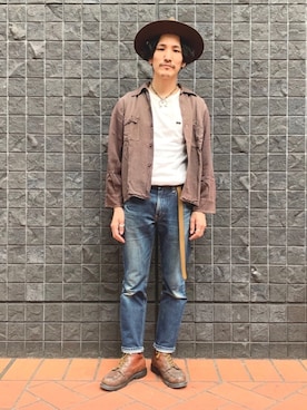 「STETSON（ステットソン）のアイテム（帽子）」を使った、164164さん（メンズ・170cm）の春コーディネート