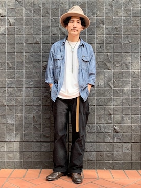 「STETSON（ステットソン）のアイテム（帽子）」を使った、164164さん（メンズ・170cm）の夏コーディネート