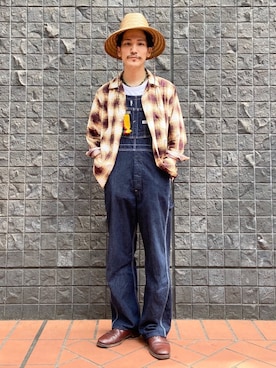 「アイテム（サロペット/オーバーオール）」を使った、164164さん（メンズ・170cm）の夏コーディネート