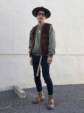 「STETSON（ステットソン）のアイテム」を使った、164164さん（メンズ・170cm）の秋コーディネート