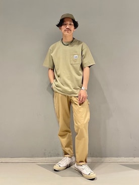 「Lee（リー）のアイテム（キャップ）」を使った、164164さん（メンズ・170cm）の春コーディネート