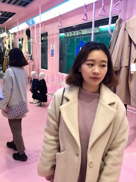 「NICE CLAUP（ナイスクラップ）のアイテム（ダッフルコート）」を使った、BinnQさん（レディース・160cm）の冬コーディネート