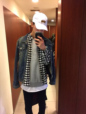 「トイレから失礼しやす」｜「アイテム（スウェット）」を使った、KaiSeiさん（メンズ・187cm）の冬コーディネート