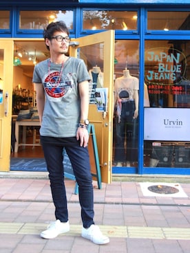 「Desigual（デシグアル）のアイテム（Tシャツ/カットソー）」を使った、isekat.aさん（メンズ・176cm）の夏コーディネート